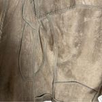 ZARA Women’s Faux Leather Suede Jacket Asymmetrical Cowl Neck Raw Hem Tan M Photo 6