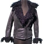 Cache Black Shearling Moto Lined Jacket Front Zipper Sleeve Zippers New NWT $268 Photo 2