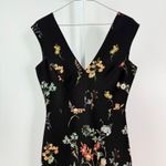 ZARA  WOMAN Black Floral V Neck Cap Sleeve Sheath Dress Size M Photo 1
