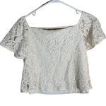 Design Lab  Small Cropped White Lace Baby Doll Short Sleeve Shirt Photo 1