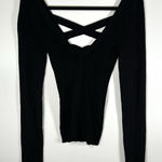 Free People Women's Bodycon Peephole Black Pullover Sweater Viscose Medium Boho Photo 0