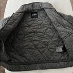 ZARA NWT  QUILTED HEAVY OVERSIZED FULL ZIP ACID WASH GRAY JACKET SMALL Photo 4