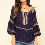Free People  women’s Talia embroidered blouse shirt  bell shelve flair small Photo 0