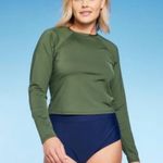 Kona Sol Women's UPF 50 Cropped Crewneck Long Sleeve Rash Guard -  Olive Green XL Photo 0