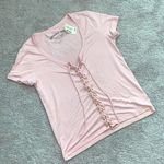 Aeropostale AERO Seriously Soft Pink Lace Up T-Shirt S Photo 0