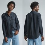 Everlane  The Washable Silk Relaxed Shirt Button Down Black Blouse NWT Size‎ 0 Photo 1