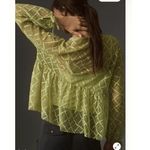 MAEVE x Anthropologie | Green Sheer Embroidered Mesh Babydoll Layering Top, S Photo 1