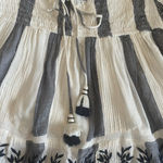 NWT America & Beyond Floral Embroidered Scalloped Hem Stripe Skirt Size S Blue Photo 4