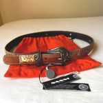 Nanni Milano Patchwork Tooled‎ Leather Belt Size 30 NWT with Dust Bag Y2K Brown Photo 11