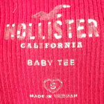 Hollister  Long Sleeve Baby Tee Red with Embroidered Butterflies Size Small Photo 7