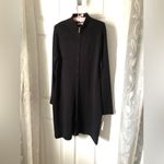 Calvin Klein New black ribbed sweater coat dress L knee length full zip up Photo 11