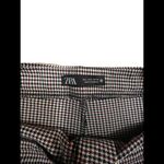 ZARA Women’s Trousers Pants LARGE skinny slim fit Red/ Blacks Houndstooth Photo 1