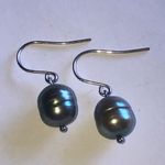 Honora Elegant Silver Dark Gray Genuine Pearl Drop Earrings Photo 1