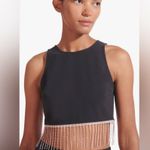 STAUD NWT  Kaz Top Rhinestone Crystal Fringe Black Crop Top Bling Cowgirl size 10 Photo 0