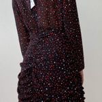 ZARA Black Shoulder Padded Ruched Multi Hearts Dress Photo 2