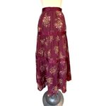 Marc Jacobs  Silk Floral Ribbon Tiered Bohemian Midi Skirt Maroon Wine Size  12 Photo 3