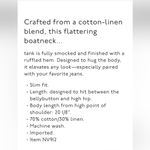 Madewell Smocked Tank Top Boatneck Sleeveless Linen Blend White XXS NWT Crop Photo 5