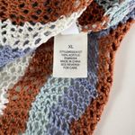 Ultra Flirt  Brown White Blue Striped Crochet Cropped Tie Front Sleeveless Top XL Photo 5