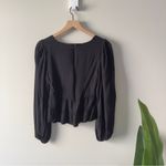 Revolve AFRM  Black Babydoll Top Long Sleeve Zip Up Zipper Sweetheart Neckline M Photo 3