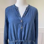 Lucky Brand Chambray Shift Dress Drawstring Waist L Photo 0