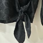 Madewell Black Floral Jacquard Side Tie Wrap Top, Size Medium Photo 5