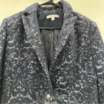 CAbi #109 Brocade Navy Blue Floral Jacquard Print Single Button Blazer Size 6 Photo 2