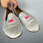Del Toro Women's Size 7 Gray Suede Flamingo Embroidered Loafers Flats Shoes Photo 0