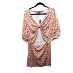 Rebdolls  Melanie Floral Print Knotted Front Cut Out Mini ALine Dress Sz … Photo 2