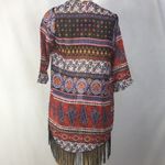She’s Cool Size Small Boho Paisley With Fringe Bottom Short Cover Up Top. New Red Photo 2