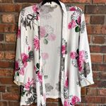 Japna  Lounge womens floral crochet trim kimono robe white XL Photo 0