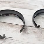 Large Dark Gray Metallic Hoops for Pierced Ears Photo 3