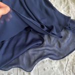 B Darlin Size 3/4 Navy Blue Flowy Halter Dress With Laced Corset in Back Photo 2