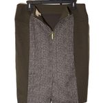 Michael Kors Michael Brown Tweed Pencil Skirt Goldtone Zippered Pockets 10 Photo 2