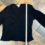 Allison Taylor  Black V-neck 100% Silk Blouse XL Photo 6