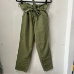Pink Lily Olive Green Paperbag Pants with Tie Belt Size Medium Photo 4