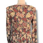 Vintage 90s Brown Dark Floral Long Sleeve Rayon Maxi Dress 10 Autumn Romantic Photo 5