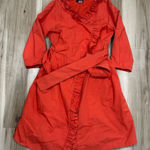 J.Crew  Gayle Ruffle Trench Coat Orange Women’s 4 Photo 0