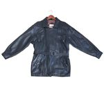 VTG 90s Y2K Oversized Belted Zip Front Black Leather Biker Bomber Jacket Coat Photo 1