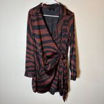 House of Harlow 1960 Women's Brown Zebra Print Long Sleeve Wrap Dress Medium Photo 1