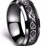 Zales Unisex Stainless Steel
8MM Carbon Fiber Celtic Dragon Wedding Ring Band Size 6 Photo 0