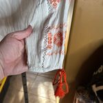 Wrangler  WOMEN'S EMBROIDERED TASSEL OFF SHOULDER TOP WHITE ORANGE SIZE MEDIUM Photo 8