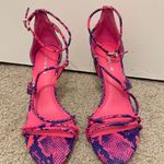 Gianni Bini Womens Kameela Snake Print Heels Strappy Leather Pink Purple 9.5 M Photo 0
