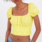 ZARA  Yellow Polka Dot Puff Sleeve Crop Top Photo 0