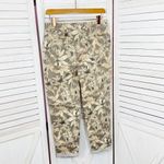 Chico's Tropical Print Crop Cargo Pants Tan Yellow XS 2 Cotton Twill Pull On Photo 1