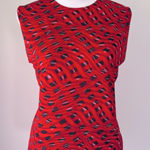 Susan Lawrence Vintage Y2K  Red Abstract Print Lightweight Sleeveless Blouse Photo 0