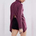 We The Free Free People  Oversized Split Back Turtleneck Sweater Tunic‎ Top Plum Photo 5