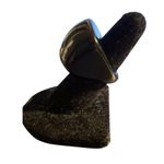 None Dark Blue Cobalt Blue Acrylic Lucite Large Dome Cocktail Ring Size 6.5 Photo 2