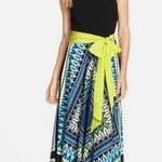 Eliza J Women's Black Multicolor Scarf Print Crêpe de Chine Maxi Dress Size 4 Photo 0