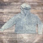 BLANK NYC Light Blue Acid Wash Yellow Caste Hooded Drawstring Hem Boxy Top Large Photo 7