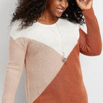 Maurice's Women 1 Geometric ColorBlock Knit Pullover Sweater Art Decor Cozy Comfy Photo 0